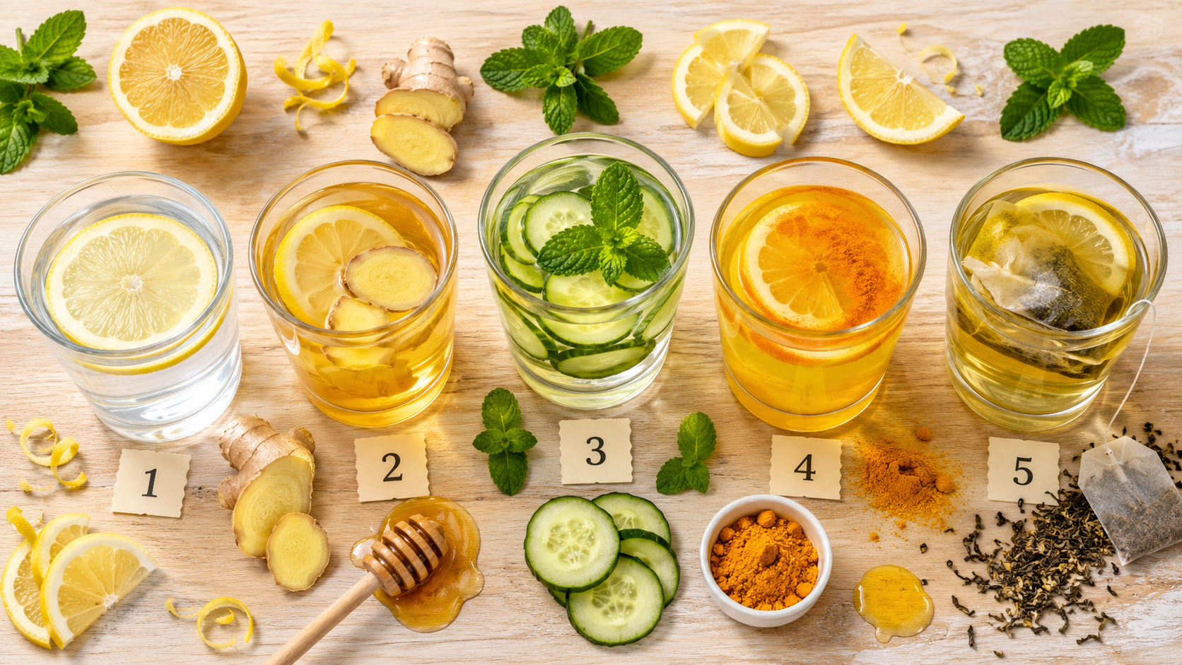 Limonlu su reseptleri — bal zencefil nane xiyar detoks arıqlama immunitet